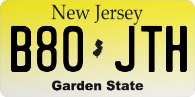 NJ license plate B80JTH