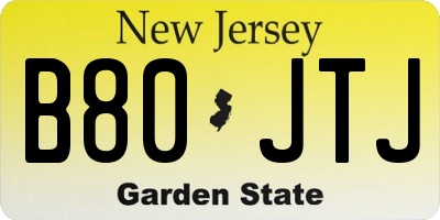 NJ license plate B80JTJ