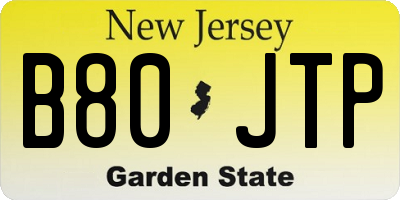 NJ license plate B80JTP