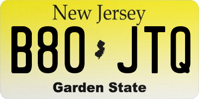 NJ license plate B80JTQ