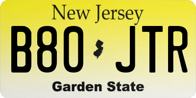 NJ license plate B80JTR