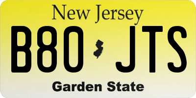 NJ license plate B80JTS
