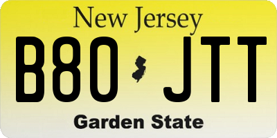 NJ license plate B80JTT
