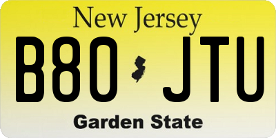 NJ license plate B80JTU