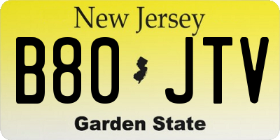NJ license plate B80JTV