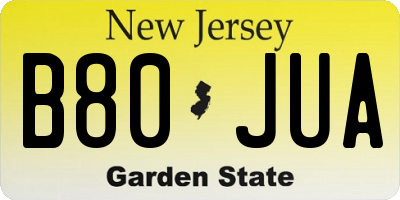 NJ license plate B80JUA