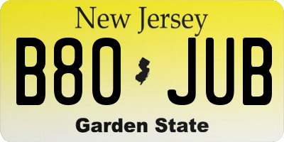 NJ license plate B80JUB