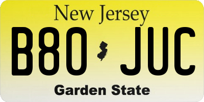 NJ license plate B80JUC