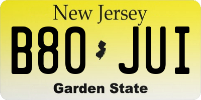 NJ license plate B80JUI