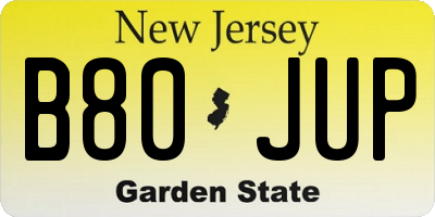 NJ license plate B80JUP