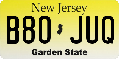 NJ license plate B80JUQ