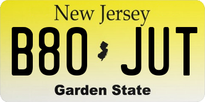 NJ license plate B80JUT