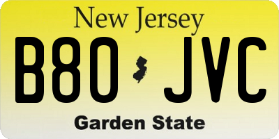 NJ license plate B80JVC