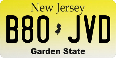 NJ license plate B80JVD