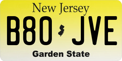 NJ license plate B80JVE