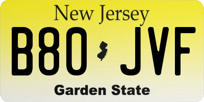 NJ license plate B80JVF