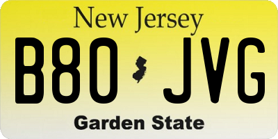 NJ license plate B80JVG