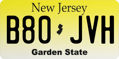 NJ license plate B80JVH