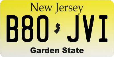 NJ license plate B80JVI