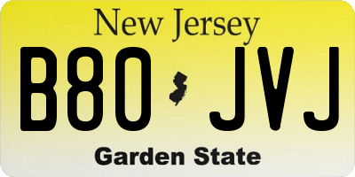NJ license plate B80JVJ