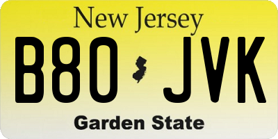 NJ license plate B80JVK