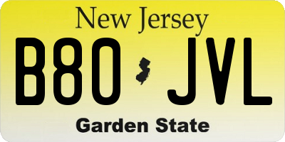 NJ license plate B80JVL