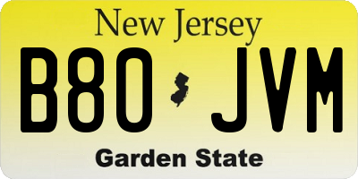 NJ license plate B80JVM