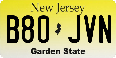 NJ license plate B80JVN