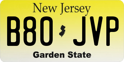 NJ license plate B80JVP