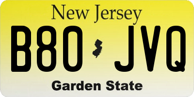 NJ license plate B80JVQ