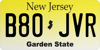 NJ license plate B80JVR