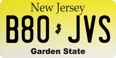 NJ license plate B80JVS