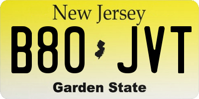 NJ license plate B80JVT