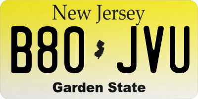 NJ license plate B80JVU