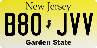 NJ license plate B80JVV