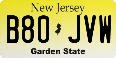 NJ license plate B80JVW