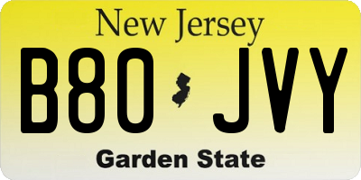 NJ license plate B80JVY