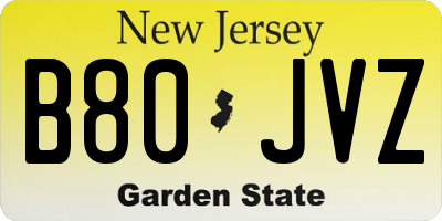NJ license plate B80JVZ
