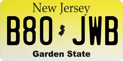 NJ license plate B80JWB
