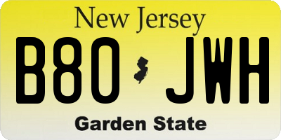 NJ license plate B80JWH
