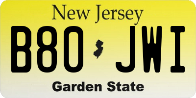 NJ license plate B80JWI