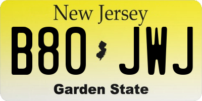 NJ license plate B80JWJ