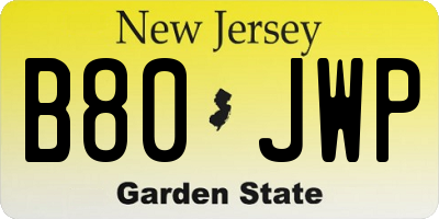NJ license plate B80JWP