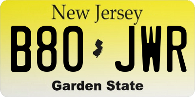 NJ license plate B80JWR
