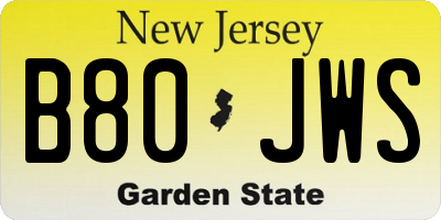 NJ license plate B80JWS