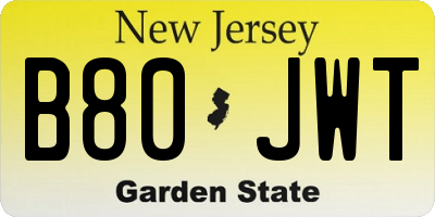 NJ license plate B80JWT