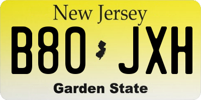 NJ license plate B80JXH