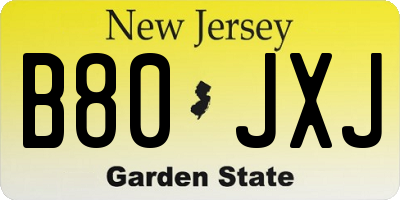 NJ license plate B80JXJ