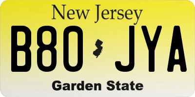 NJ license plate B80JYA