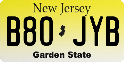 NJ license plate B80JYB